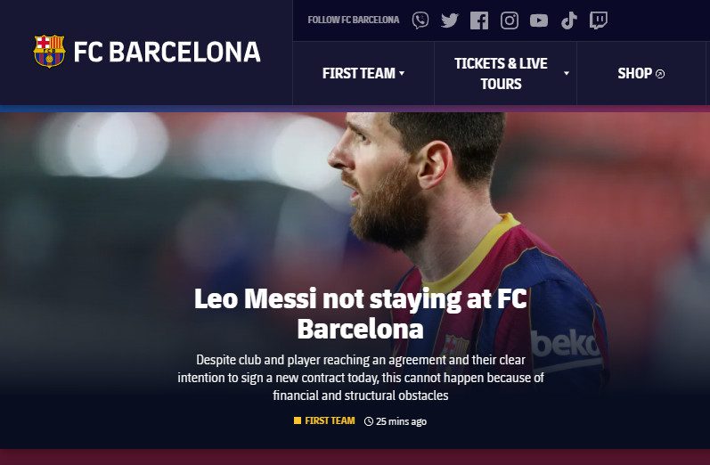 Messi odchodzi z barcelony