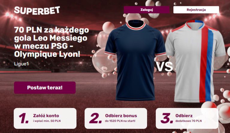 Superbet placi Extra 70 PLN za gola Leo Messi w meczu PSG Lyon