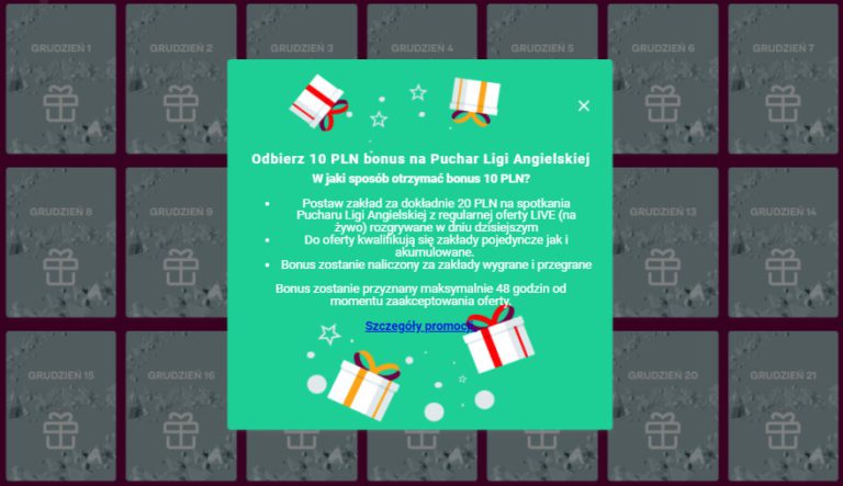 22 grudnia Odbierz 10 PLN bonus na Puchar Ligi Angielskiej