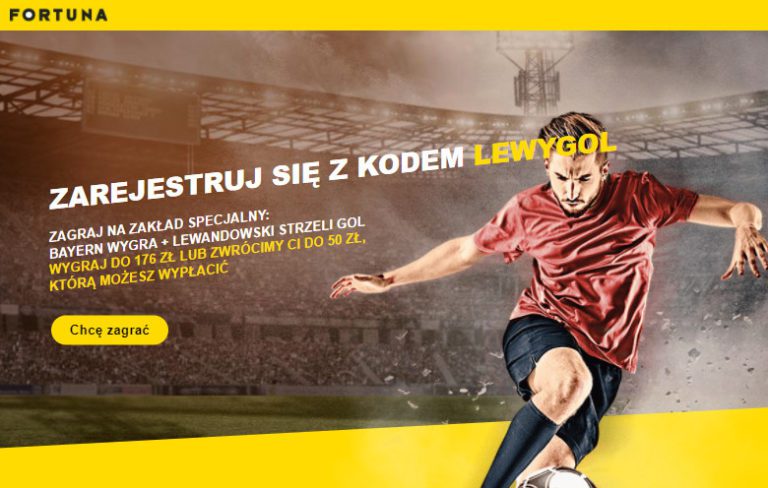 Zakladu bez ryzyka do 50 zl w Fortuna z kodem LEWYGOL