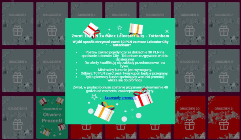 Zwrot 10 PLN za mecz Leicester City Tottenham