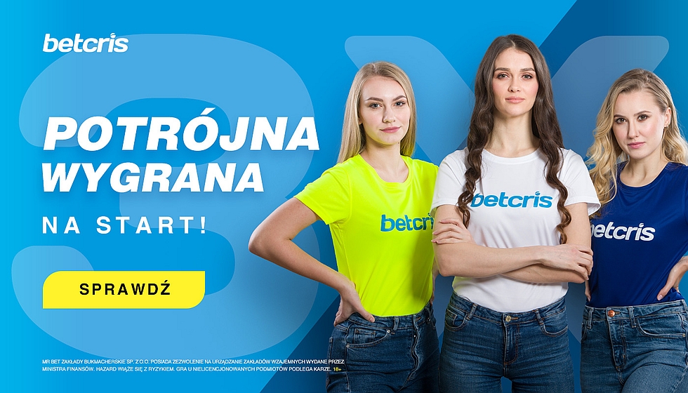 Bonus 200 procent do wygranej w Betcris. Potrojna wygrana na start