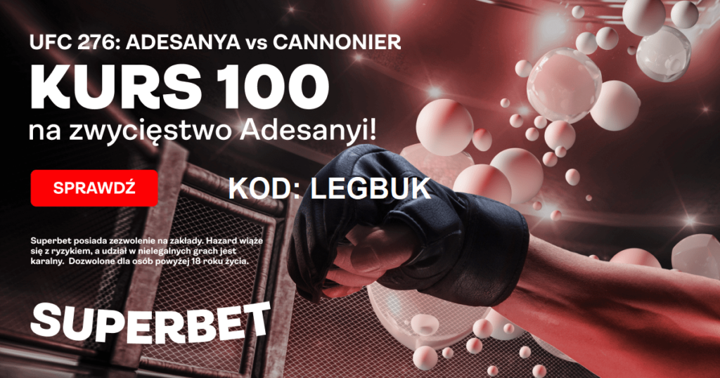 Bonus 200 PLN w Superbet za wygrana Adesanyi z Cannonierem na gali UFC 276