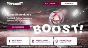 Wysoki kurs 100.00 za wygrany zaklad na zwyciezce dowolnego meczu 1. kolejki Ekstraklasy SUPERBET