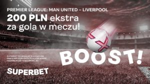 Manchester United Liverpool. Bonus 200 PLN w Superbet za wygrany zaklad na gola w meczu Manchester United Liverpool