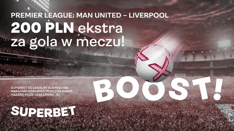 Manchester United Liverpool. Bonus 200 PLN w Superbet za wygrany zaklad na gola w meczu Manchester United Liverpool