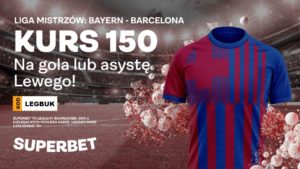 Kurs 150 na gola lub asyste Lewandowskiego w Meczu Bayern Monachium FC Barcelona