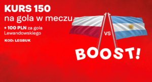 Polska Argentyna. Kurs 150 na wygrany zaklad na gola w meczu 100 PLN za kazdy gol Lewego