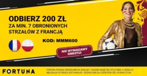 200 zl za minimum 7 obronionych strzalow przez Wojciecha Szczesnego w meczu Francja – Polska
