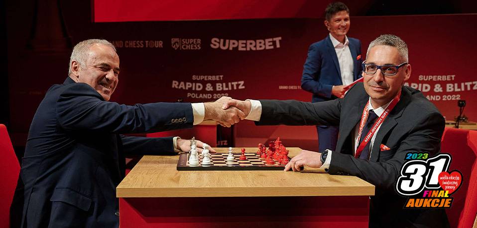 Garri Kasparow i Adam Lamentowicz prezes Superbet Polska