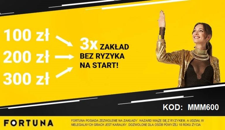 W Fortunie zasady sa proste. 3x zaklad Bez ryzyka na start