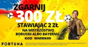 W Fortuna 300 zł za mistrzostwo Borussii Dortmund albo Bayernu Monachium