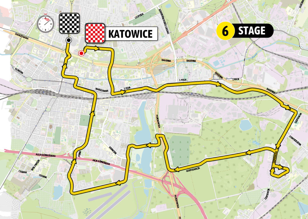Mapa 6 etapu Tour de Pologne 2023 w Katowicach