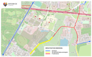 Mapa rowerowa, rejon Kościuszki Francuska w Katowicach