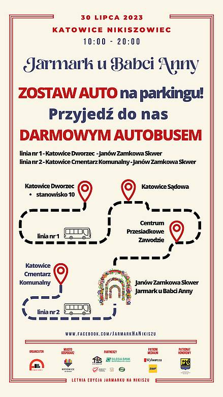 30 lipca 2023 r. Jarmark u Babci Anny na Nikiszowcu w Katowicach Plakat autobus