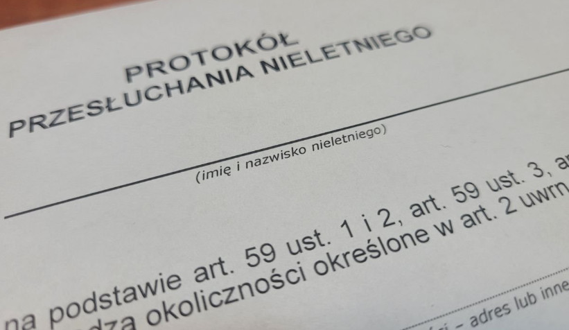 Protokół zatrzymania nieletniego fot Śląska Policja