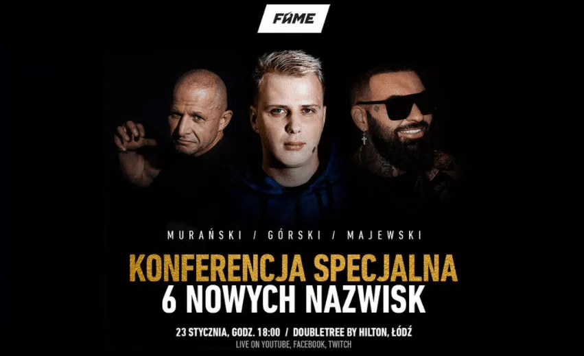 Specjalna konferencja Fame MMA 2022 w niedziele 23.01.2022 18 00