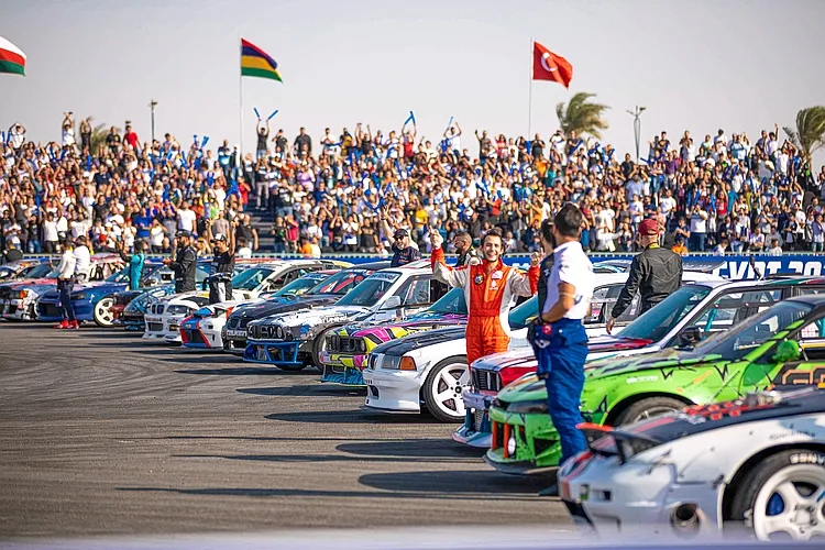 Participants seen during the Red Bull Car Park Drift in Cairo, Egypt on November 5, 2021 // Azeema / Red Bull Content Pool // SI202111100606 // Usage for editorial use only //