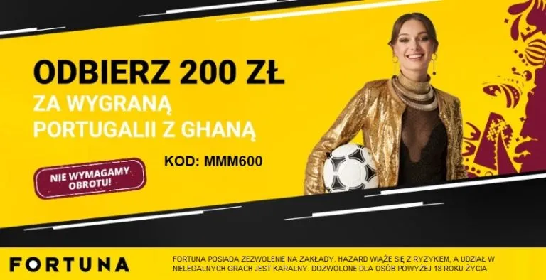 200 zl za wygrana Portugalii z Ghana w Fortuna