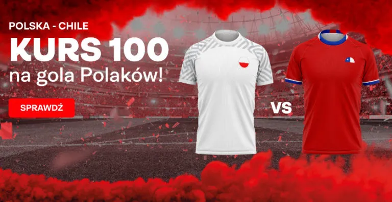 Postaw 2 PLN na gola Polski w meczu z Chile i wygraj 200 PLN