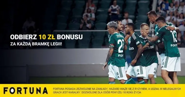 Fortuna Odbierz 10 zł za każdego gola Legii Warszawa w meczu z Ordabasy Szymkent