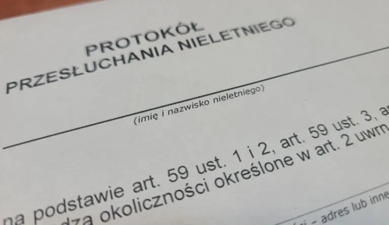 Protokół zatrzymania nieletniego fot Śląska Policja