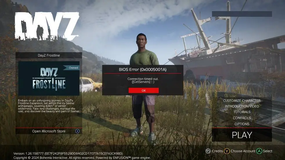 DayZ BIOS Error 0x0005001A