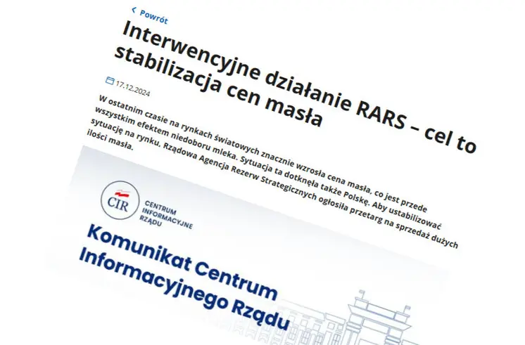 Interwencyjne Dzialanie RARS – Cel To Stabilizacja Cen Masla