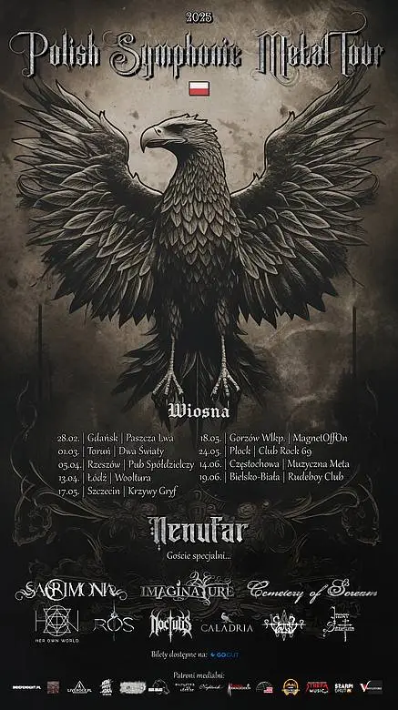 PLAKAT LINEUP WIOSNA Polish Symphonic Metal Tour 2025 Trasa Koncertowa