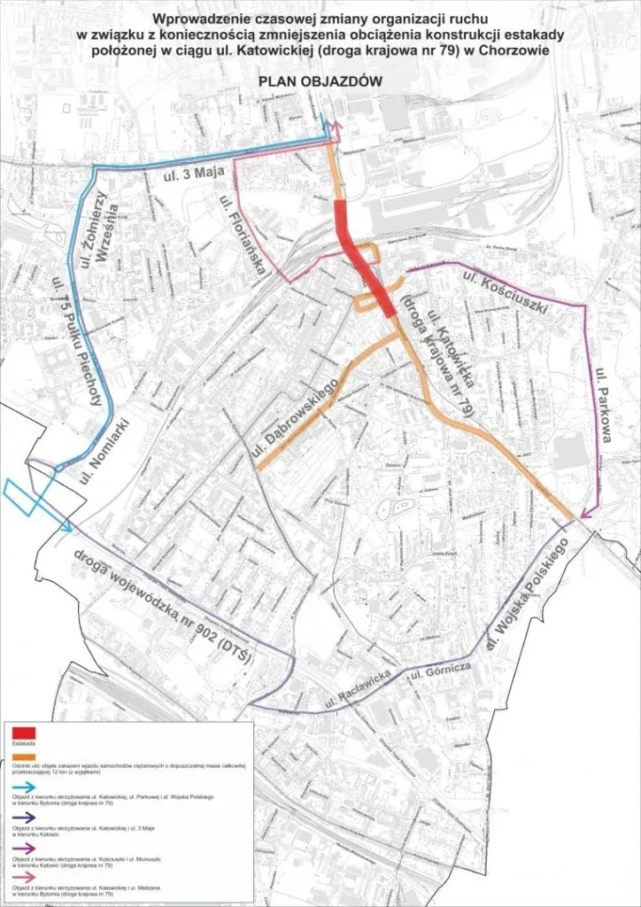 Plan Objazdow Zmiany W Organizacji Ruchu Na Ul. Katowickiej W Chorzowie Estakada W Zlym Stanie Miasto Ogranicza Ruch