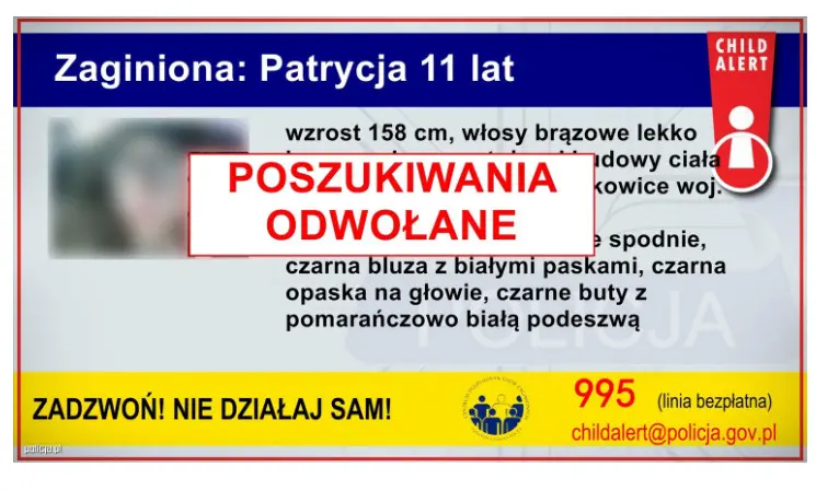11 Letnia Patrycja Zostala Odnaleziona. Child Aletr Odwolany