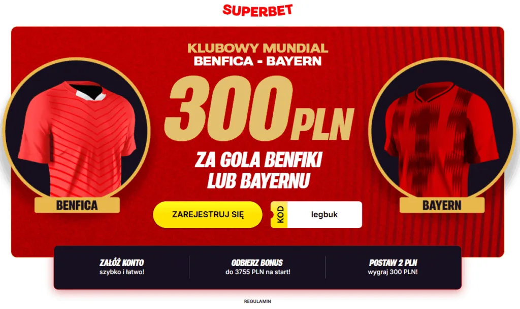 Bonus 300 PLN Za Gola Wybranej Druzyny W Meczu Benfica Bayern Monachium 1