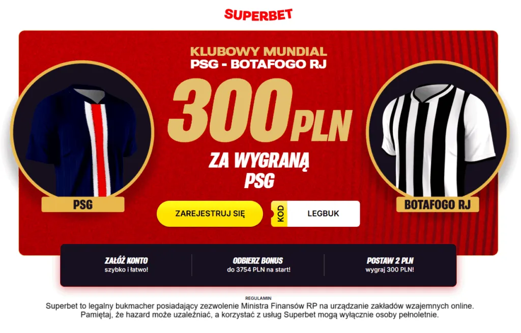Klubowy Mundial Bonus 300 PLN W Superbet Za Zwyciestwo PSG W Meczu Z Botafogo RJ