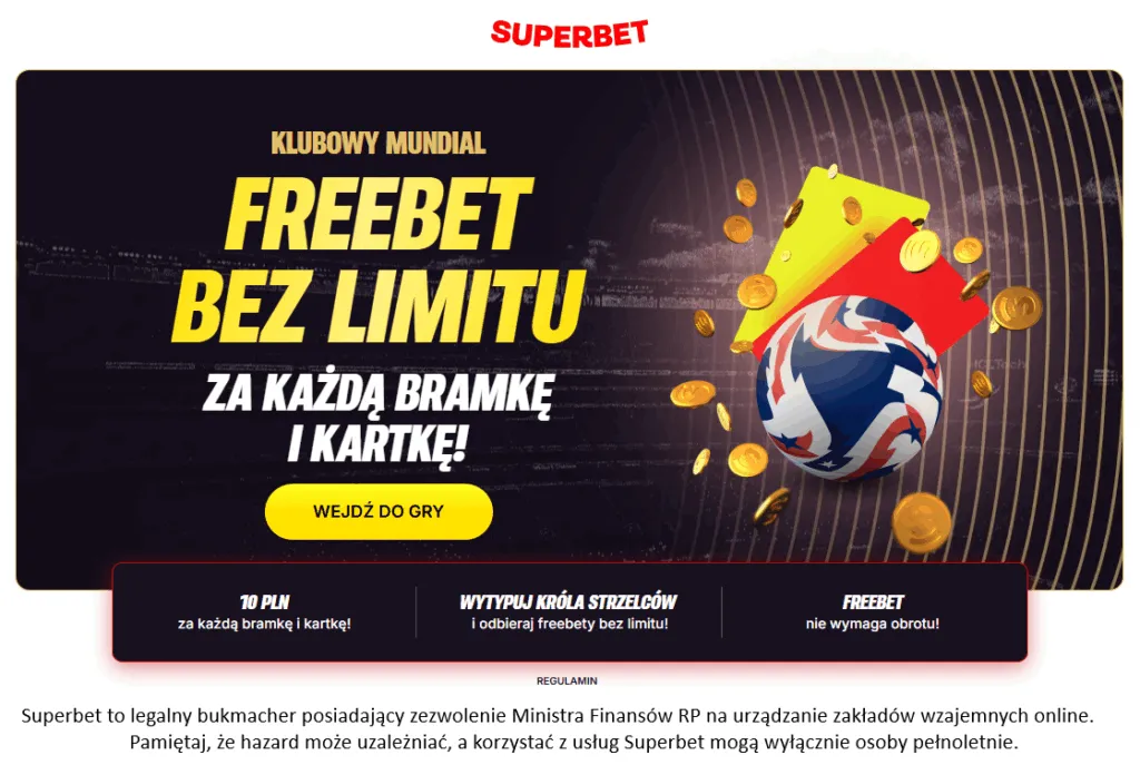 Superbet POSTAW NA KROLA STRZELCOW I ODBIERAJ 10 PLN ZA KAZDA BRAMKE I KARTKE
