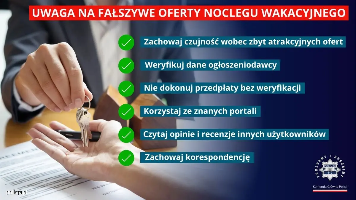 Falszywa Oferta Wakacyjnego Noclegu Jak Dzialaja Oszusci I Jak Sie Chronic Fot Komenda Glowna Policji