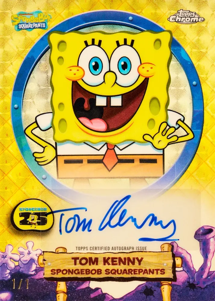 2025 Topps Chrome SpongeBob SquarePants 25th Anniversary Autographs SuperFractor Tom Kenny As Spongebob