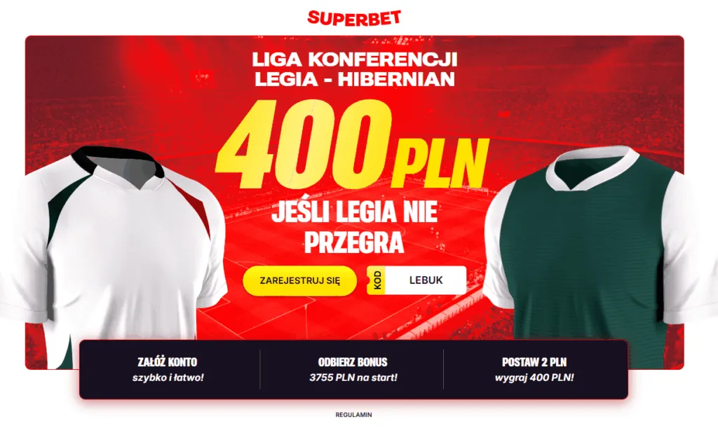 400 PLN W Superbecie Jesli Legia Warszawa Nie Przegra W Meczu Z Hibernian