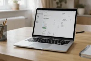 Ekran Laptop Na Stole W Mieszkaniu