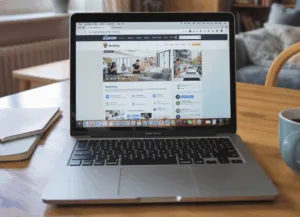 Ekrann Laptop Na Stole W Mieszkaniu