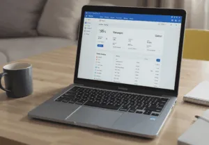 Ekrann Laptop Na Stole W Pokoju Mieszkaniu