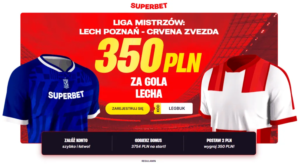 Oferta Superbet 350 Zl Ekstra Za Gola Lecha Poznan W Meczu Z Crvena Zvezda