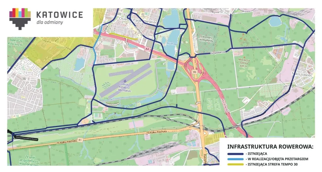 Pogladowa Mapka Z Okoliczna Infrastruktura Rowerowa W Katowicach Mapka