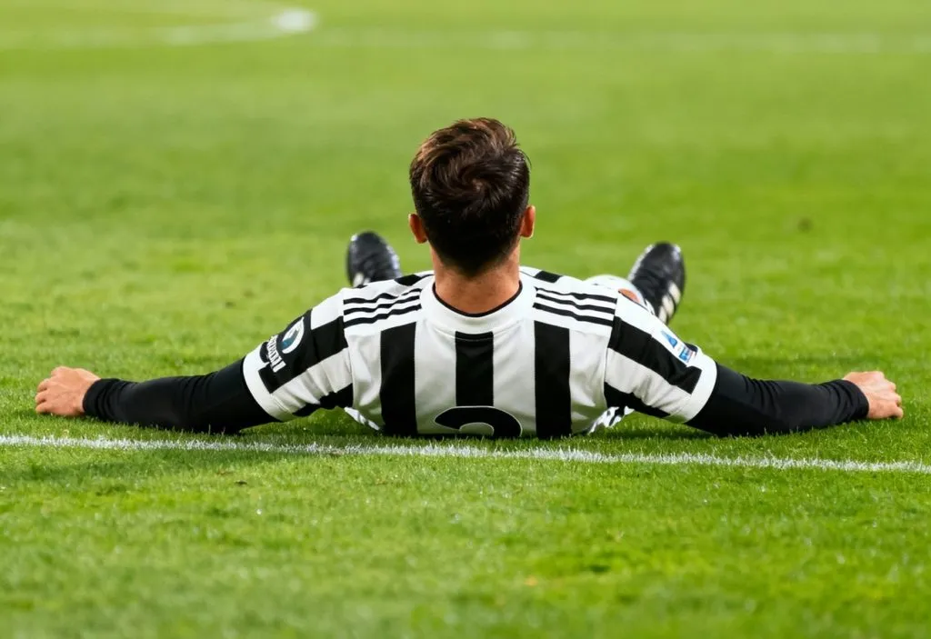 Pilkarz Juventusu Lezy Na Murawi