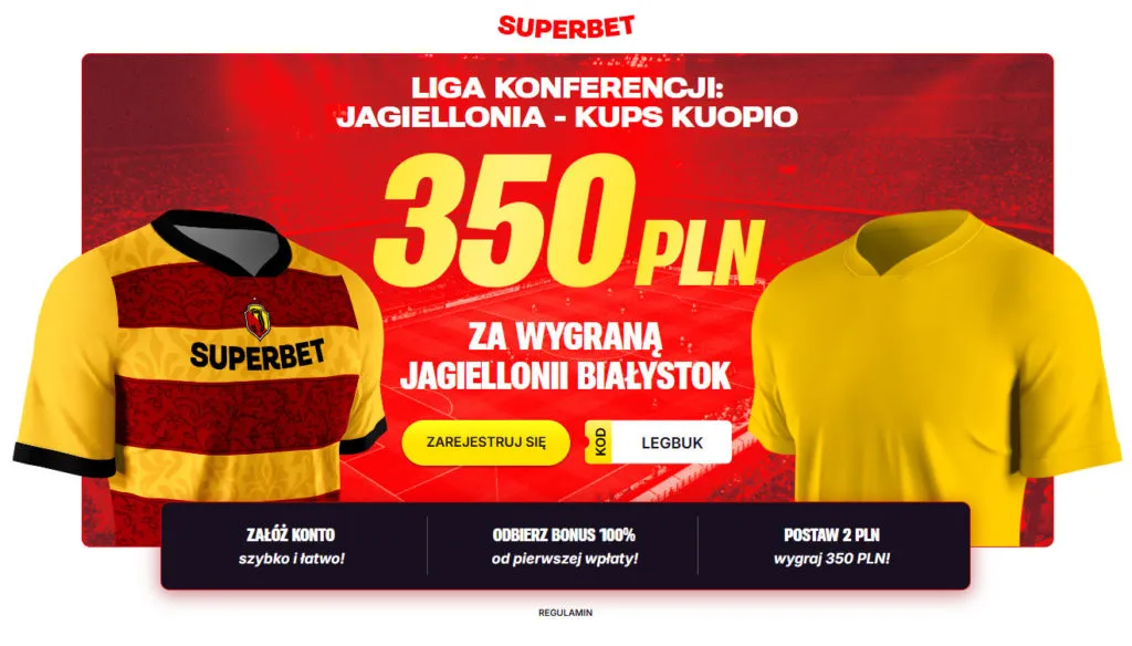 Liga Konferencji 350 PLN W Superbet Za Zwyciestwo Jagiellonii Bialystok W Meczu Z KuPS