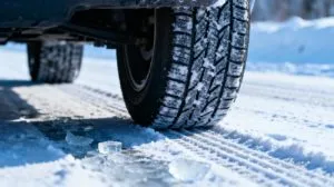 Samochod Na Drodze Snieg Lod Zim