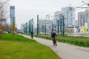 Trasa rowerowa wzdłuż ul. Chorzowskiej w Katowicach fot. KAW